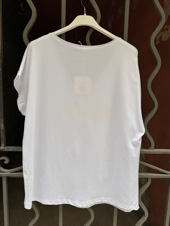 T-shirt blanc POISSON jaune