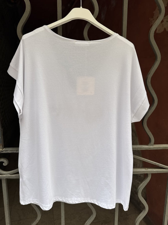 T-shirt blanc POISSON beige