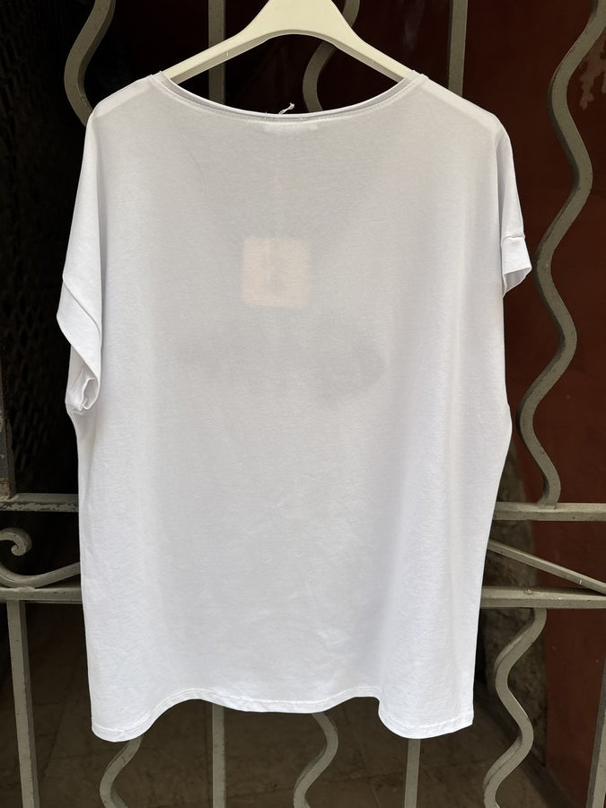T-shirt blanc POISSON noir
