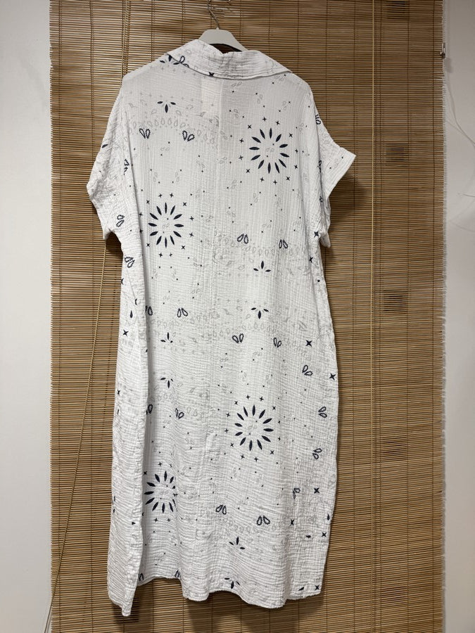 Robe gaze de coton bandana blanche