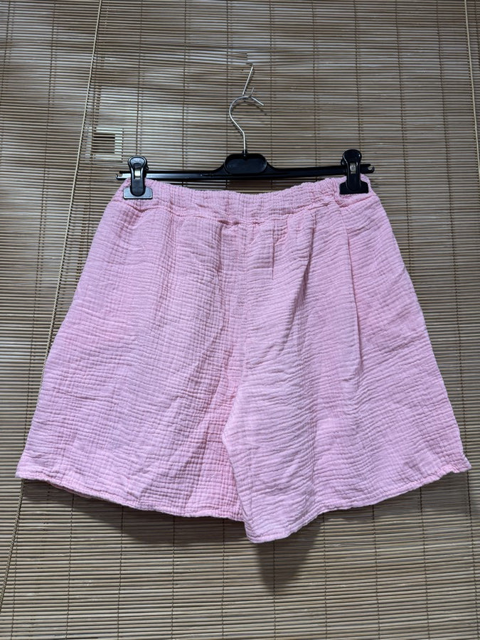 Short en gaze de coton rose