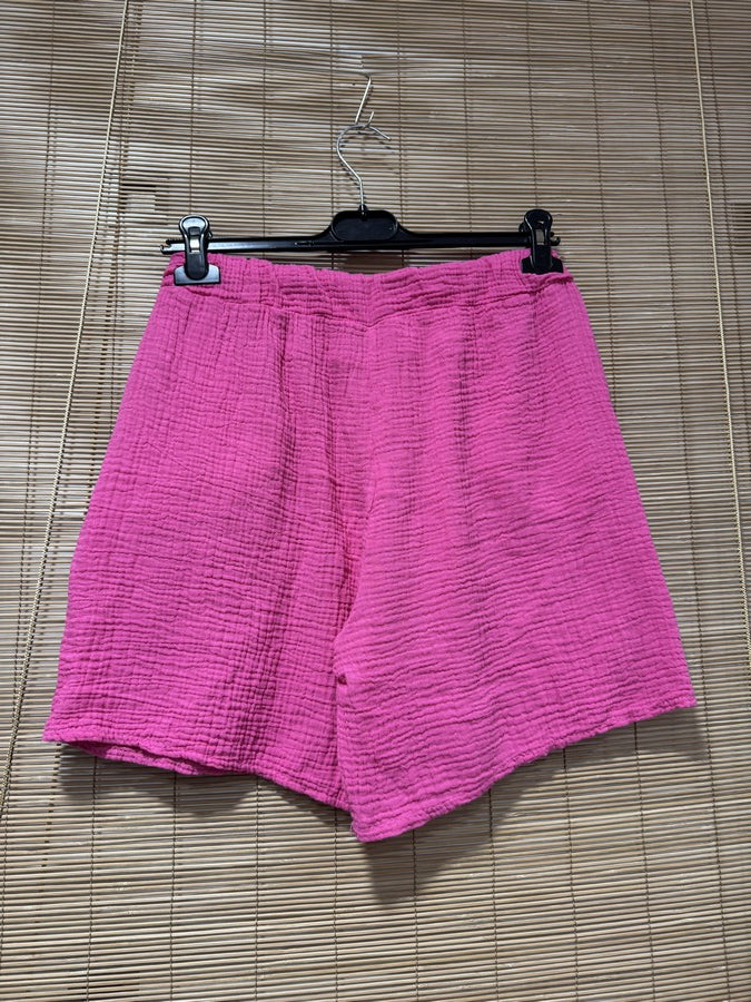 Short en gaze de coton fuchsia
