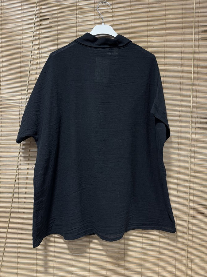 Chemise coton manches courtes noire