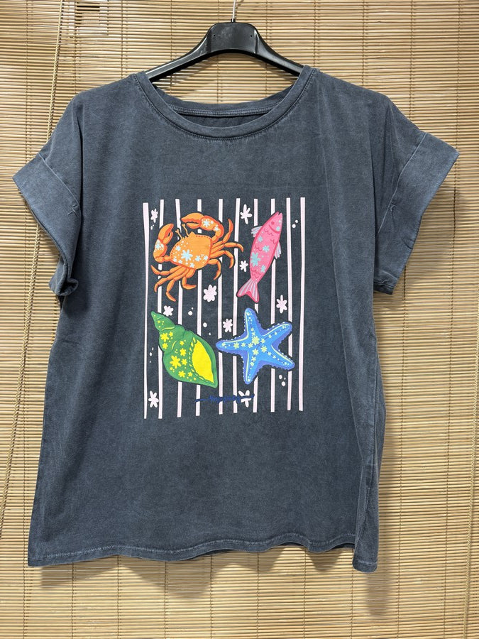 T-shirt anthracite crabes