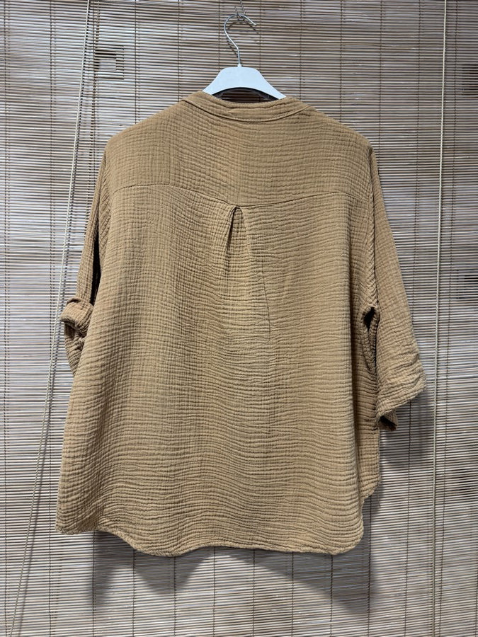 Blouse gaze de coton camel