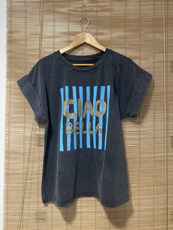 T-shirt anthracite CIAO BELLA bleu
