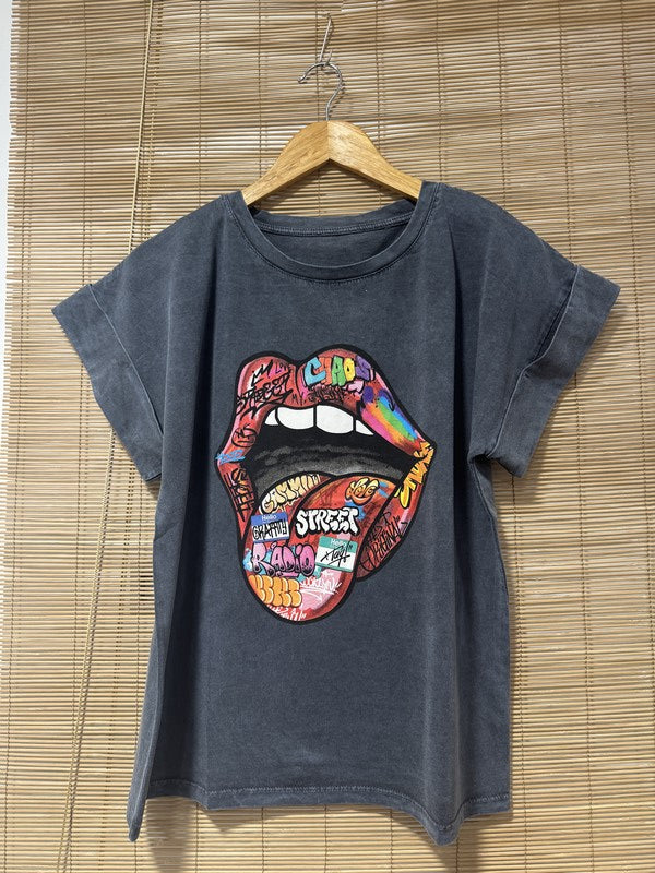 T-shirt anthracite Stones grafitti