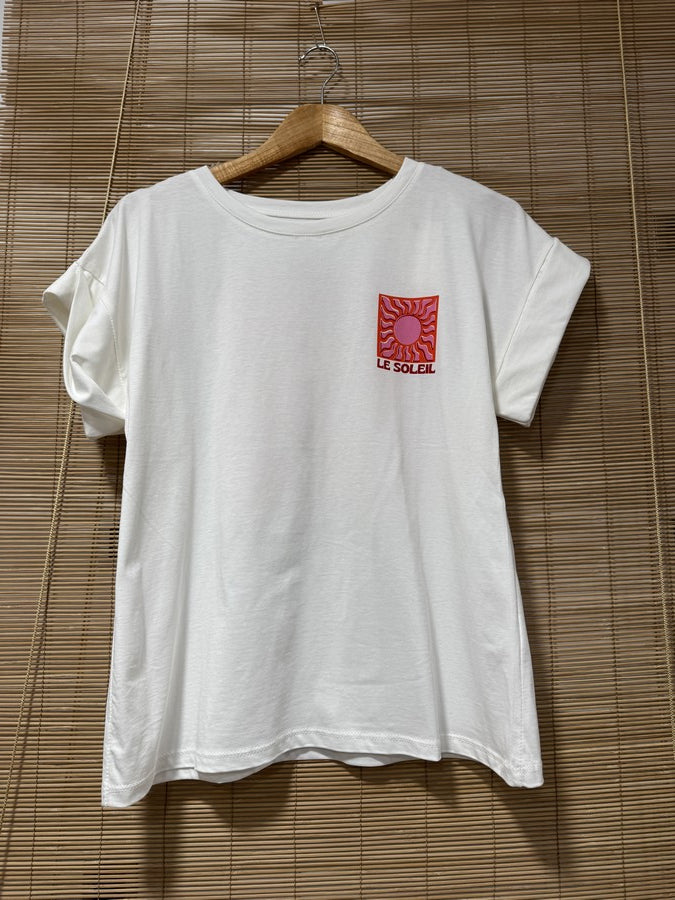 T-shirt blanc LE SOLEIL rouge