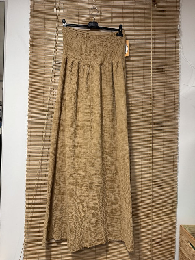 Robe bustier gaze de coton camel
