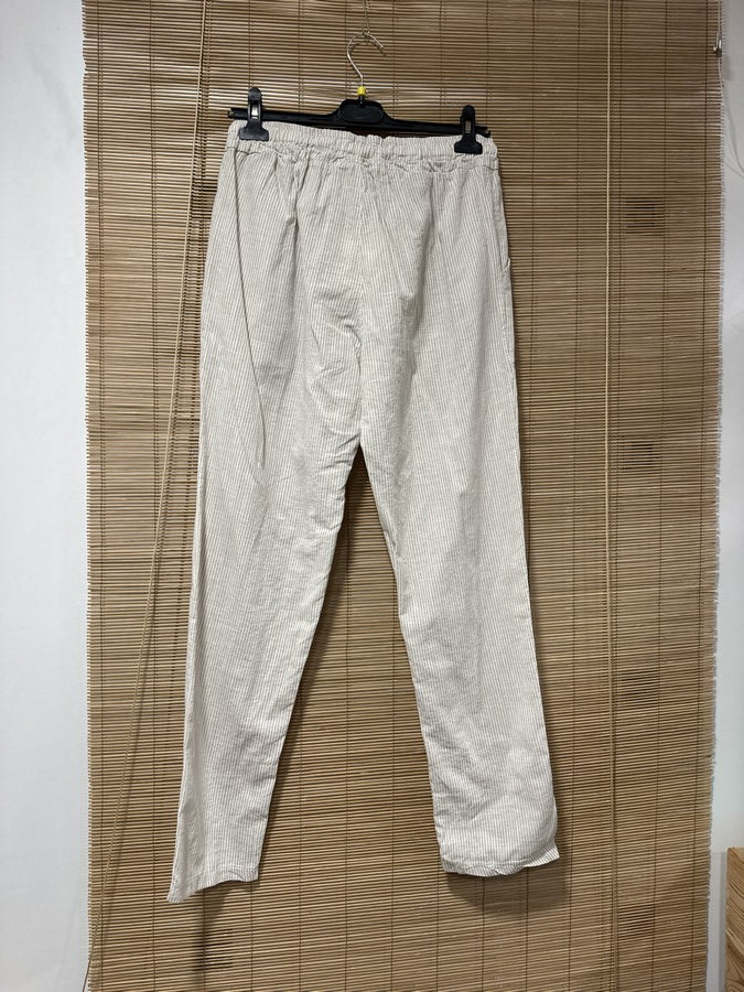 Pantalon en lin REEP rayé sable