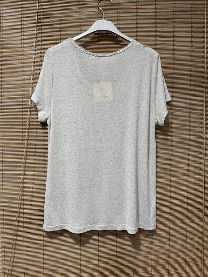 T-shirt fluide lin/coton sable