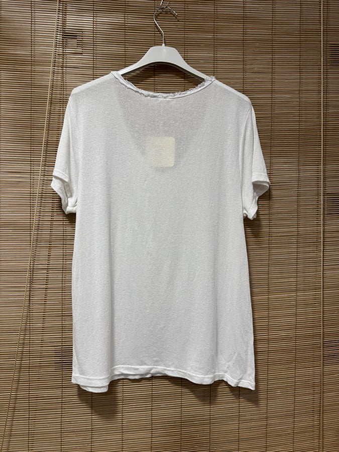 T-shirt fluide lin/coton blanc