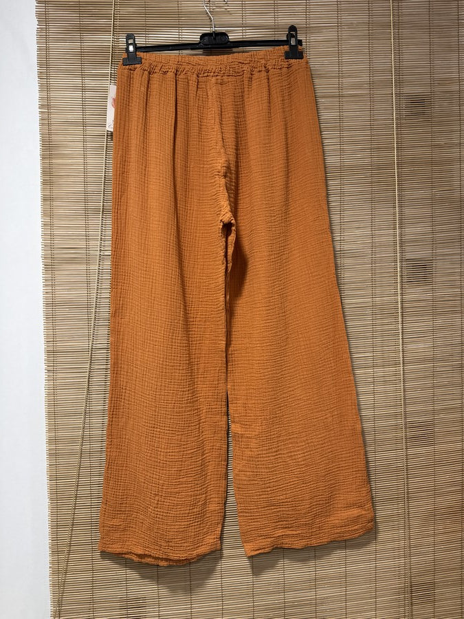 Pantalon gaze de coton rouille
