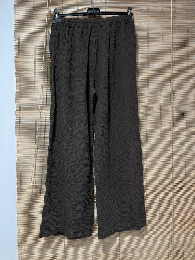 Pantalon gaze de coton chocolat