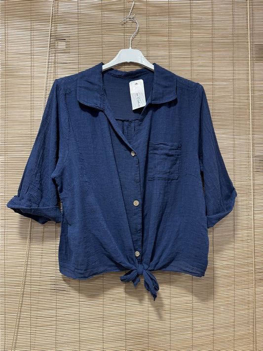 Chemise coton bleu marine