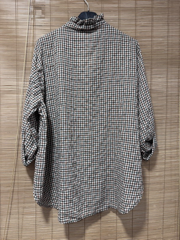 Chemise à petits carreaux gris/rouille