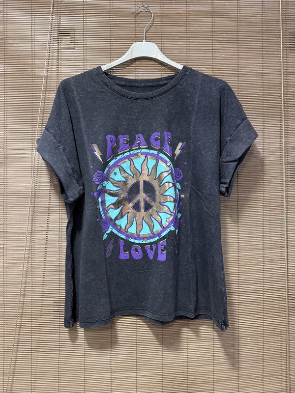 T-shirt anthracite PEACE violet