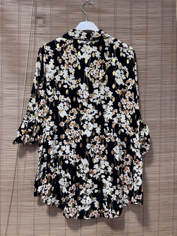 Chemise fluide fleurie noire
