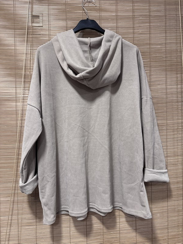 Sweat à capuche velours piqué cordon léopard sable