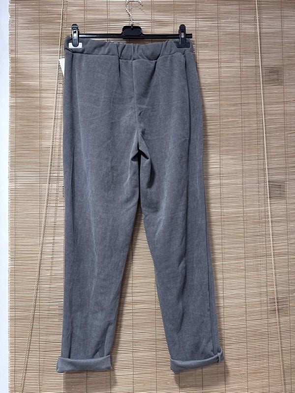 Pantalon velours léopard gris