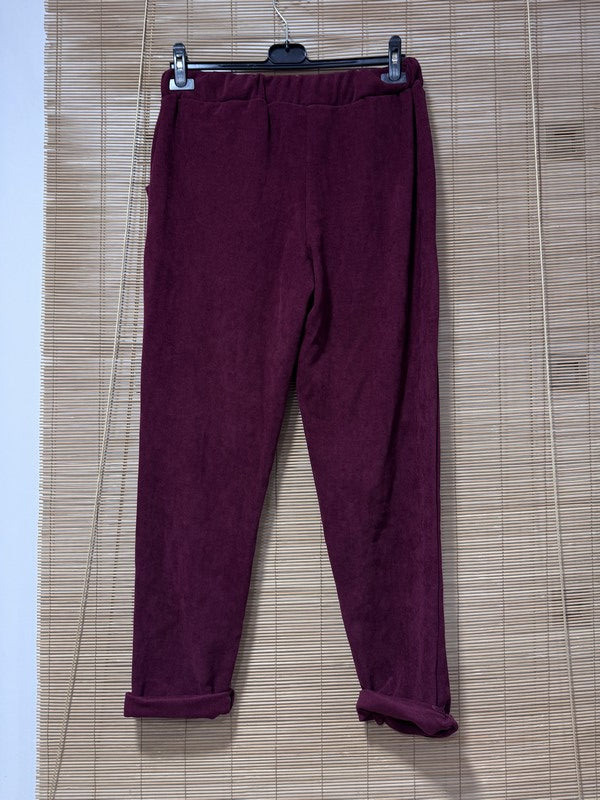 Pantalon velours léopard bordeaux
