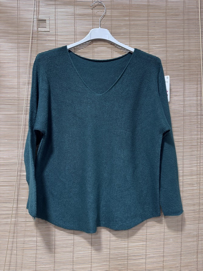 Pull col V ELLEN vert sapin