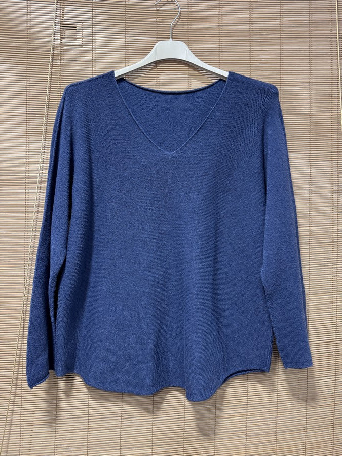 Pull col V ELLEN bleu jean