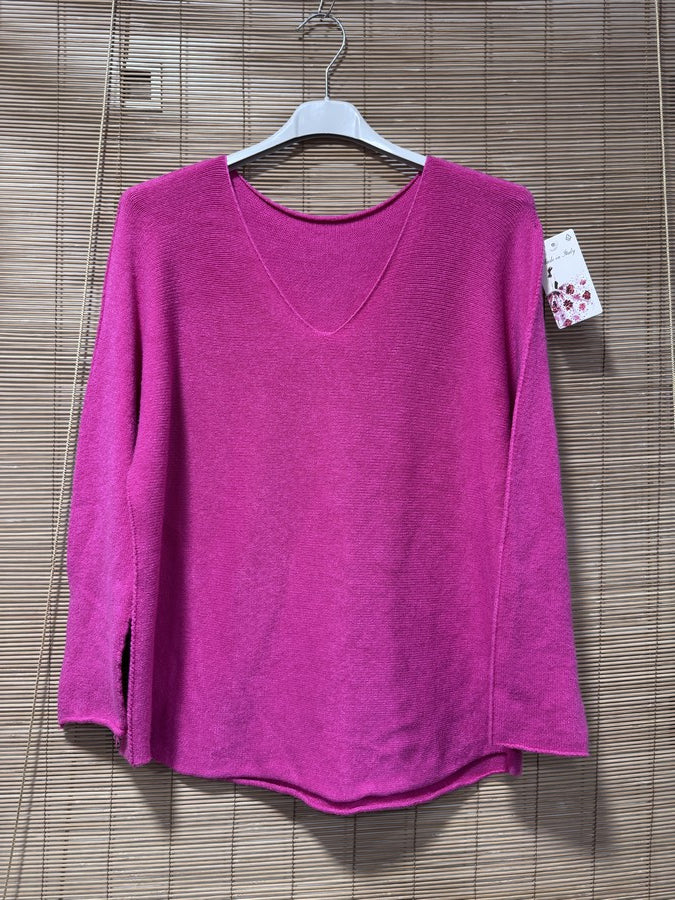 Pull col V ELLEN fuchsia