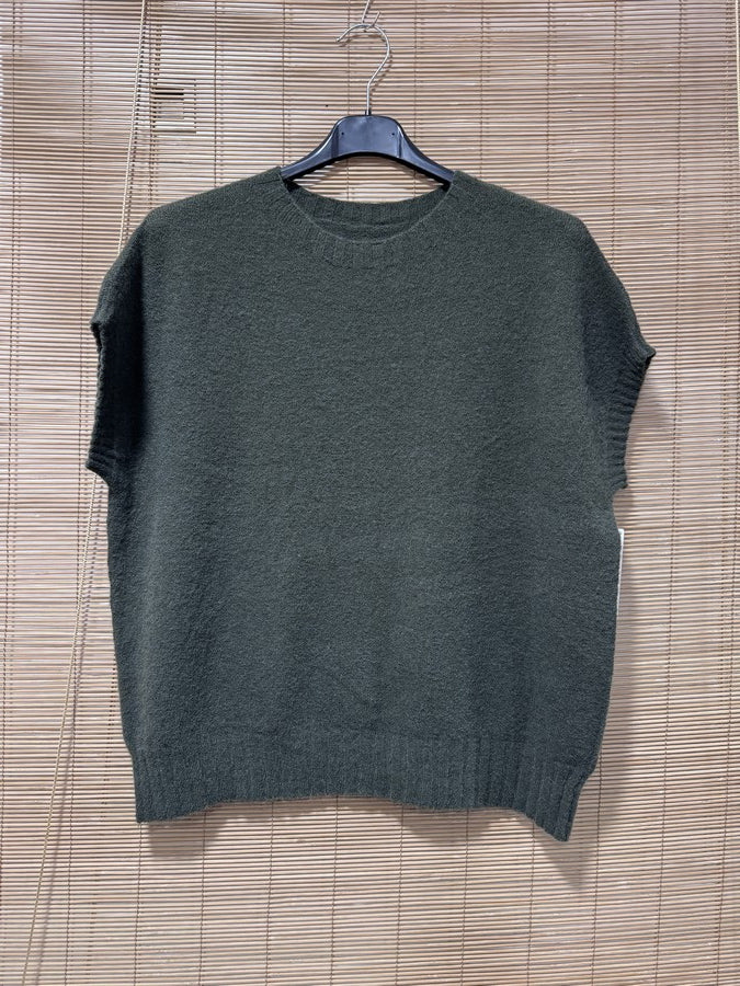 Pull débardeur col rond kaki