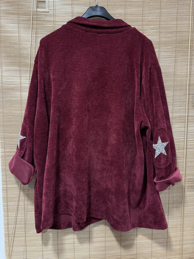 GRANDE TAILLE - Blazer velours étoiles coudes bordeaux