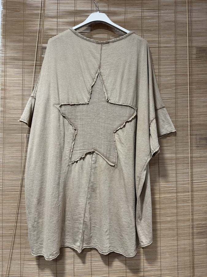 GRANDE TAILLE - T-shirt étoile beige