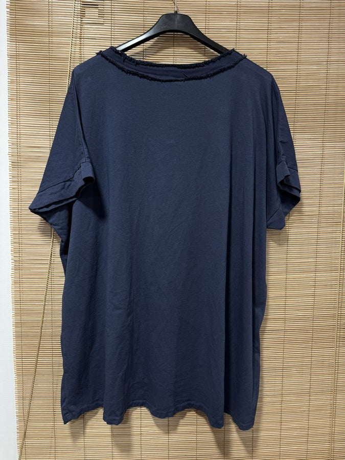 GRANDE TAILLE - T-shirt La Vie est Belle bleu marine