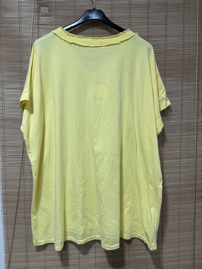 GRANDE TAILLE - T-shirt La Vie est Belle jaune