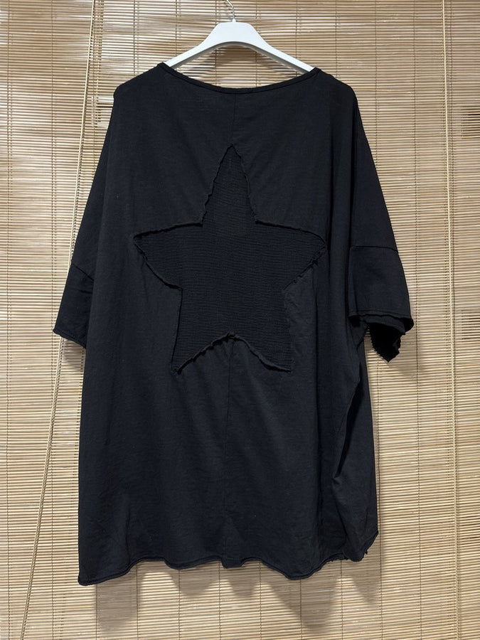 GRANDE TAILLE - T-shirt étoile noir