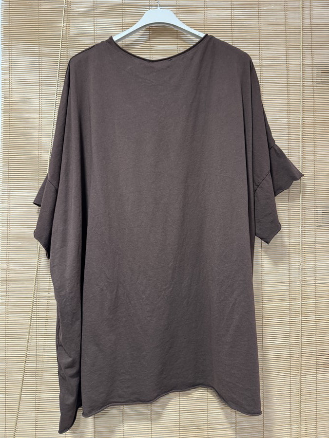 GRANDE TAILLE - T-shirt coton marron