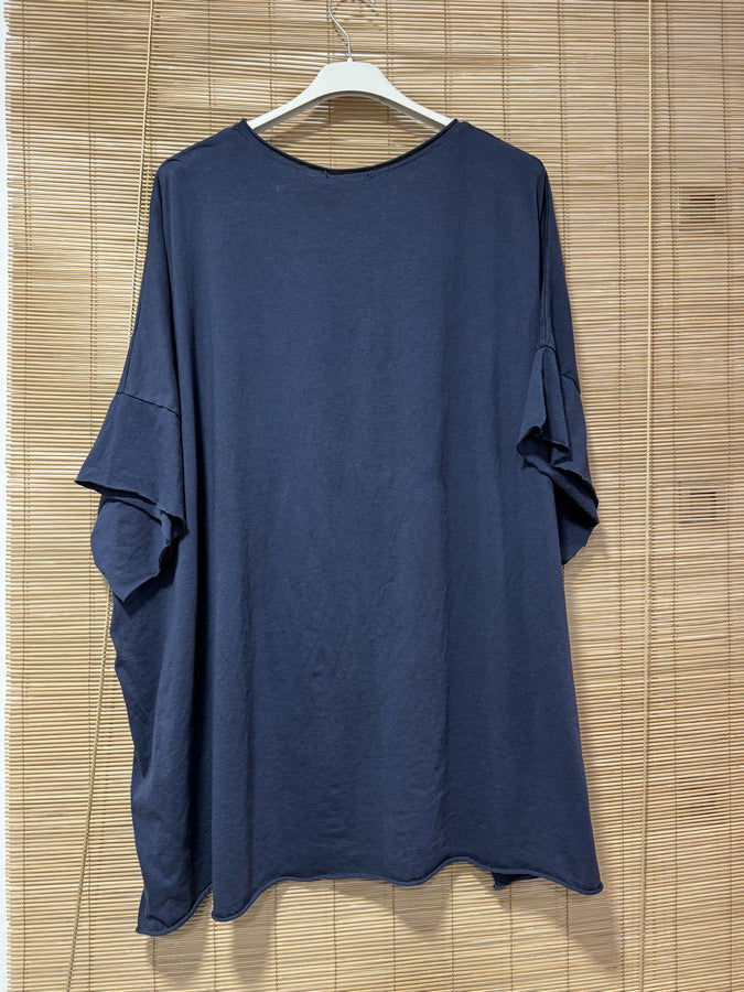 GRANDE TAILLE - T-shirt coton bleu marine