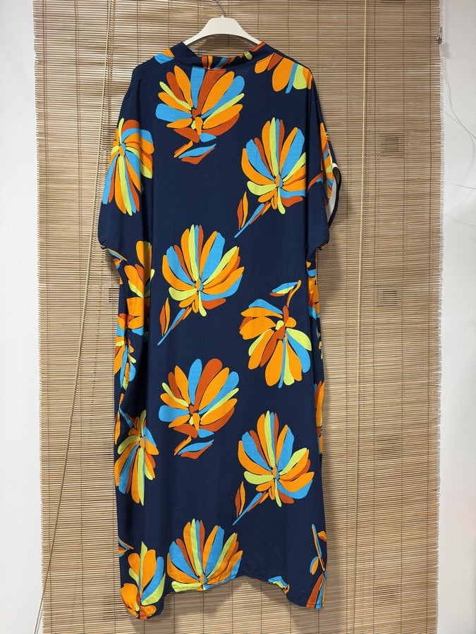 GRANDE TAILLE - Robe imprimée bleu marine