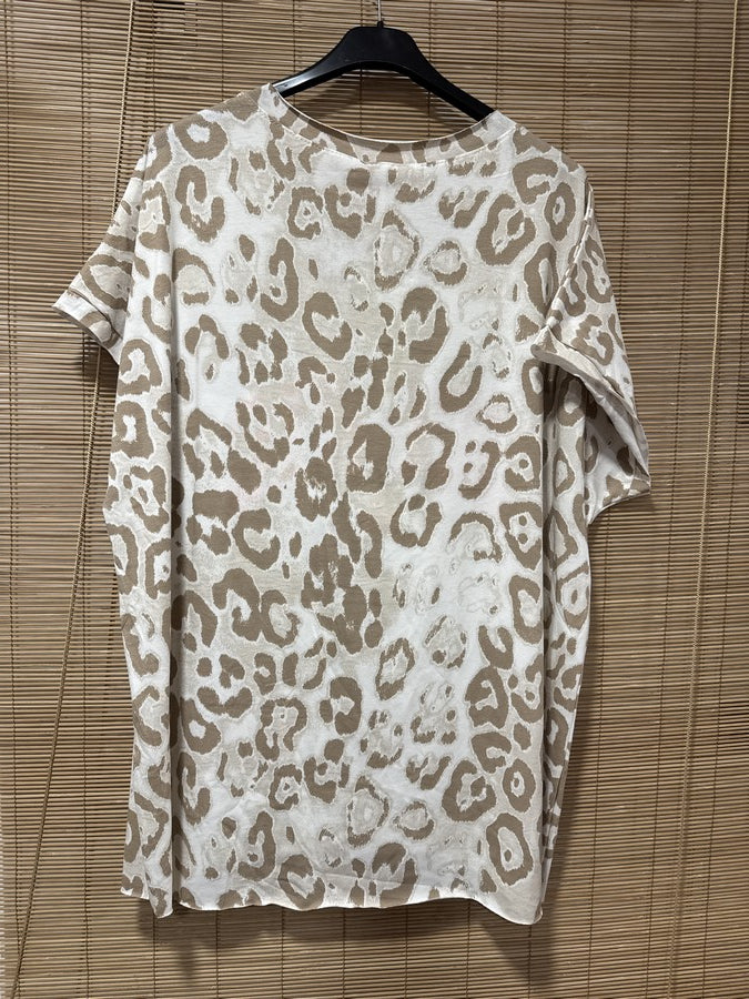 GRANDE TAILLE - T-shirt ICONIC léopard beige