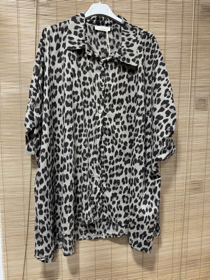 GRANDE TAILLE - Chemise léopard Soleil dos taupe