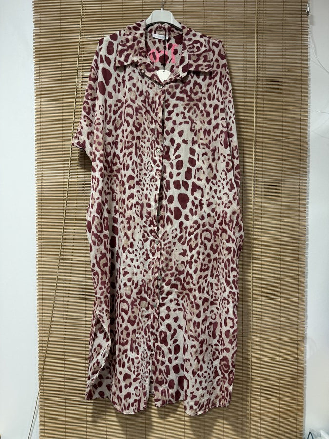GRANDE TAILLE - Robe chemise léopard St Tropez sable