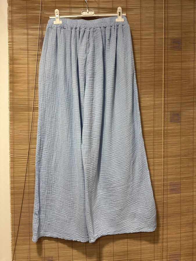 GRANDE TAILLE - Pantalon gaze de coton bleu ciel
