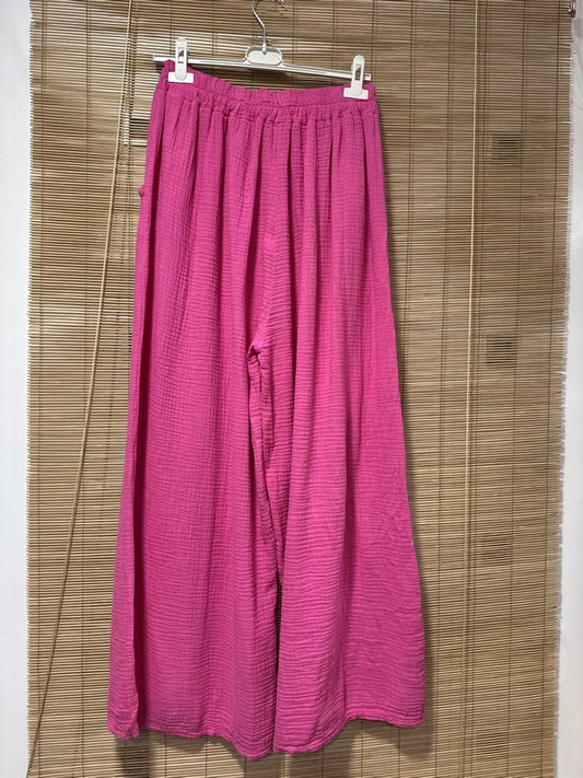 GRANDE TAILLE - Pantalon gaze de coton fuchsia