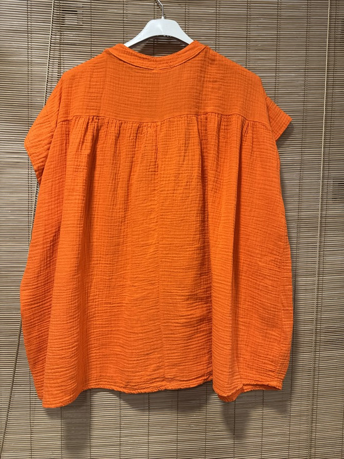 GRANDE TAILLE - Blouse gaze de coton orange
