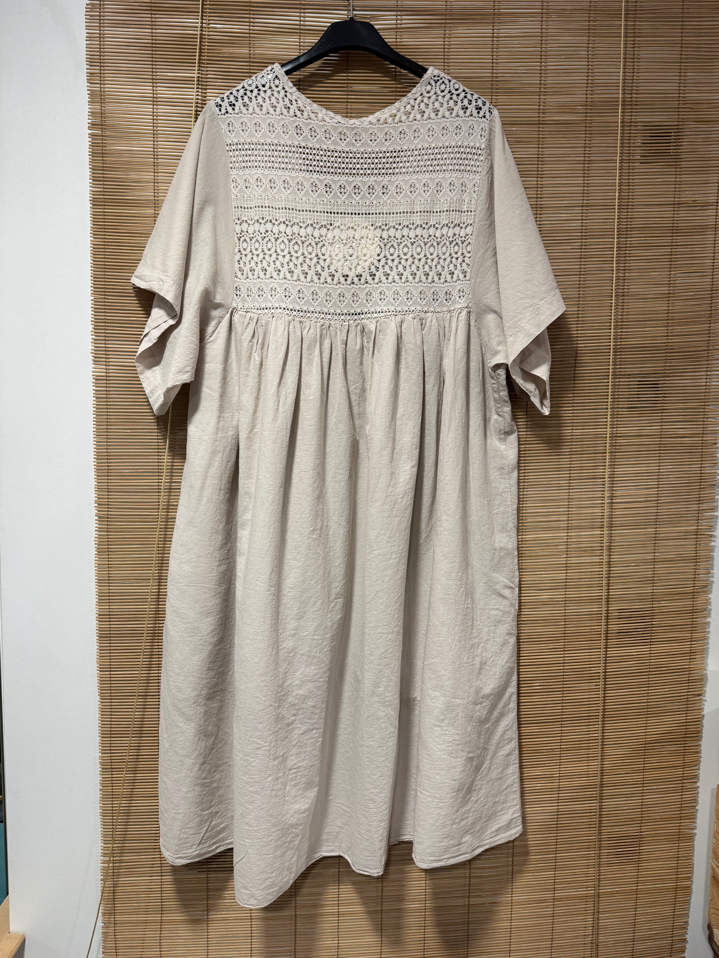 GRANDE TAILLE - Robe voile de coton broderies sable