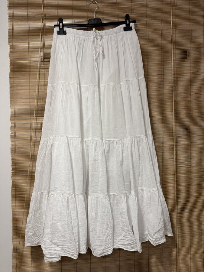 GRANDE TAILLE - Jupe longue voile de coton blanche