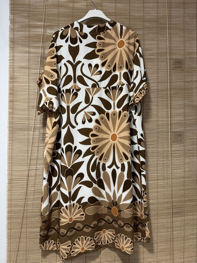 GRANDE TAILLE - Robe mi-longue 70's camel
