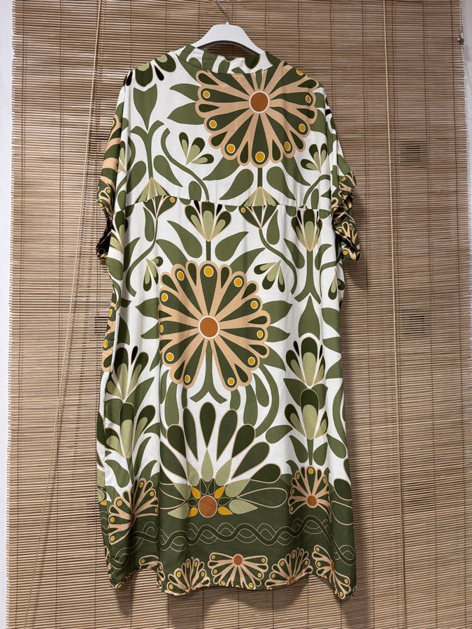 GRANDE TAILLE - Robe mi-longue 70's kaki
