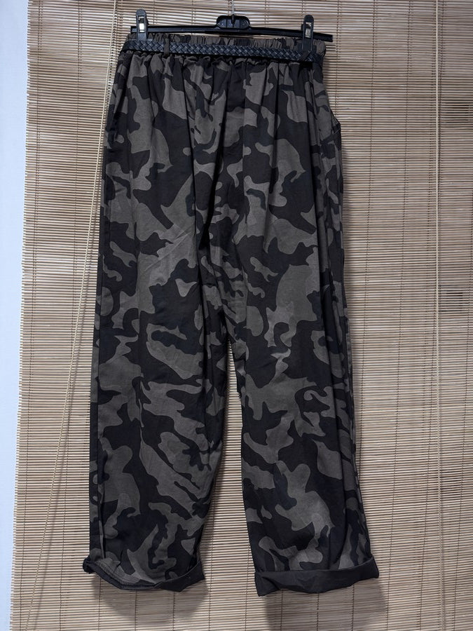 GRANDE TAILLE - Pantalon large militaire marron