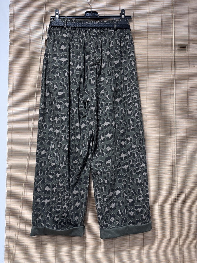 GRANDE TAILLE - Pantalon large léopard kaki