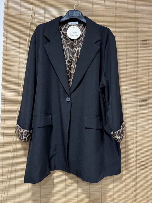 GRANDE TAILLE - Blazer intérieur léopard noir